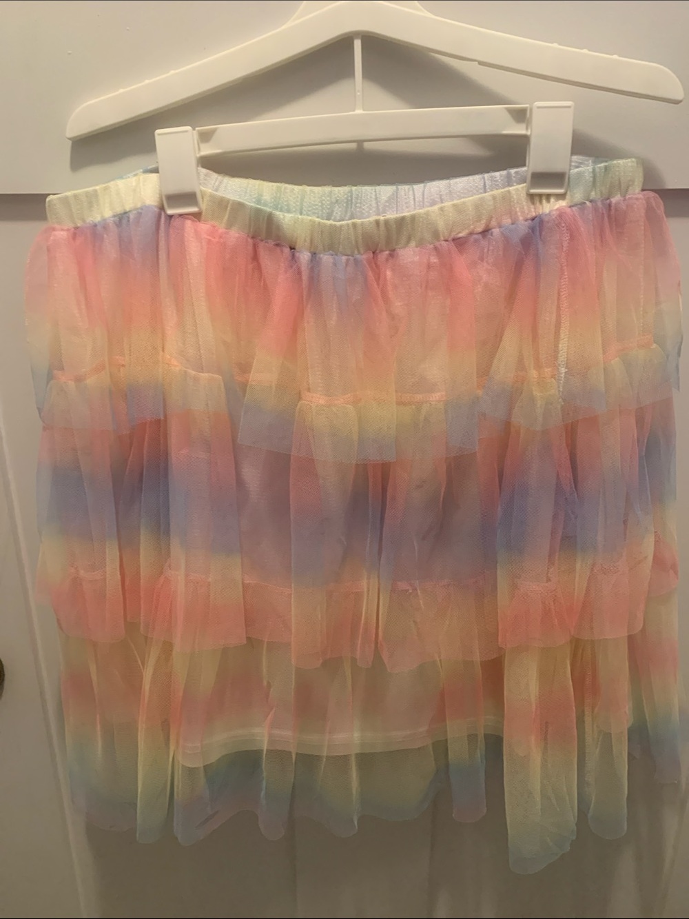 Plus Size Pastel Rainbow Tiered Tulle Skirt - Women's Multicolor